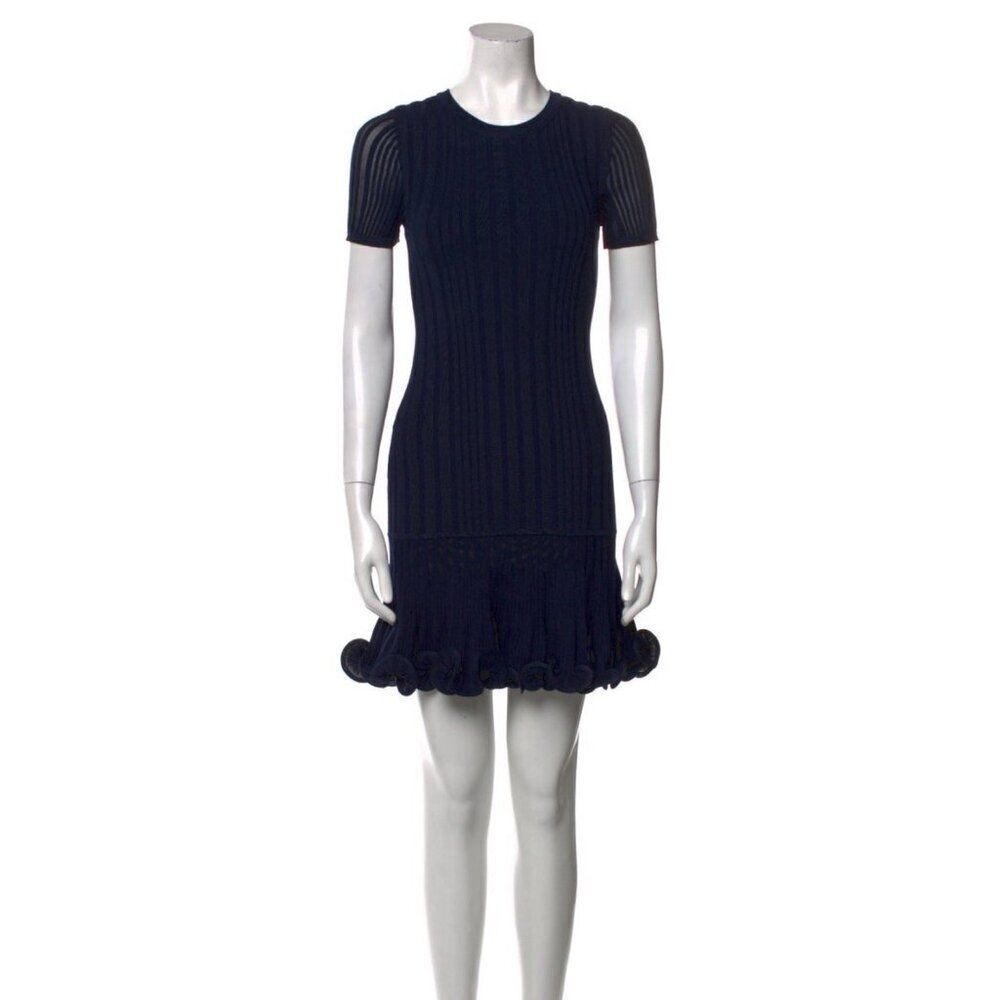 Milly New Authentic Solid Navy Blue Knit Short Sl… - image 1